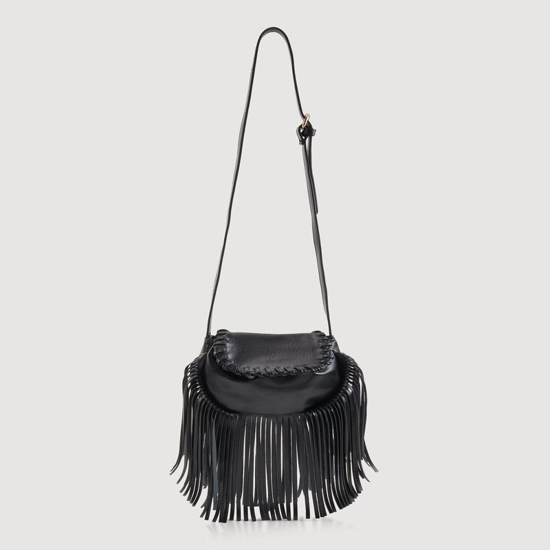 Decorative Stitch Flap Fringe Crossbody Bag