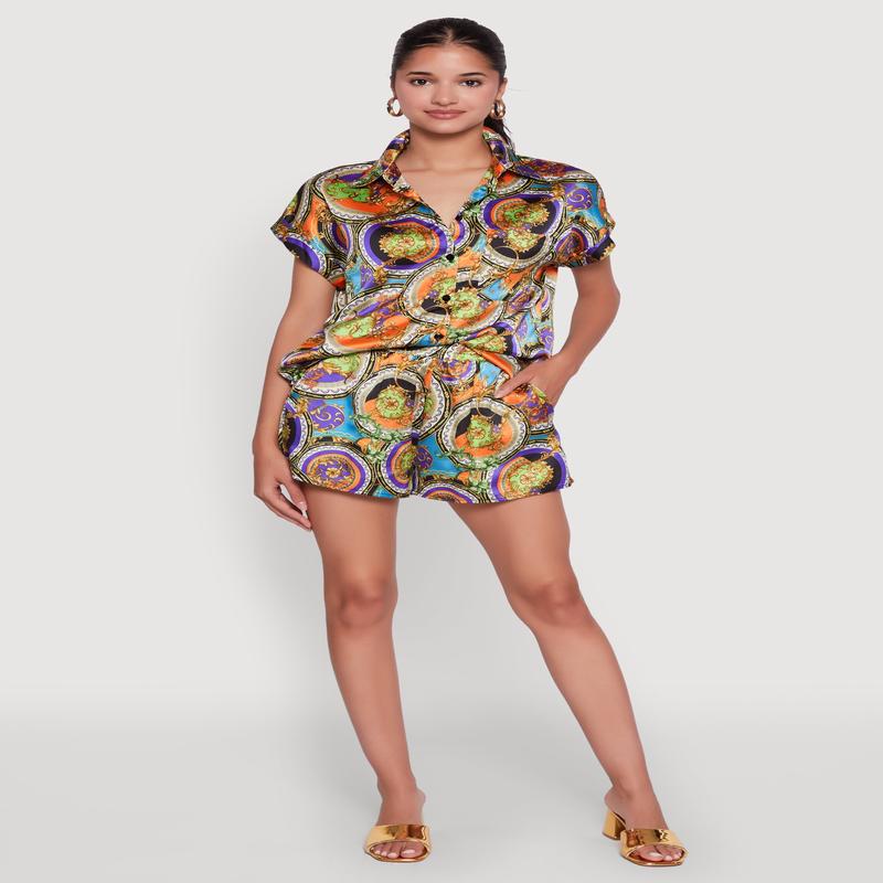 Trendy Status Print Pull On Shorts