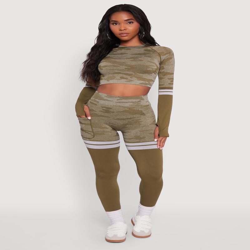 Seamless Camo Two Tone High Waisted Leggings